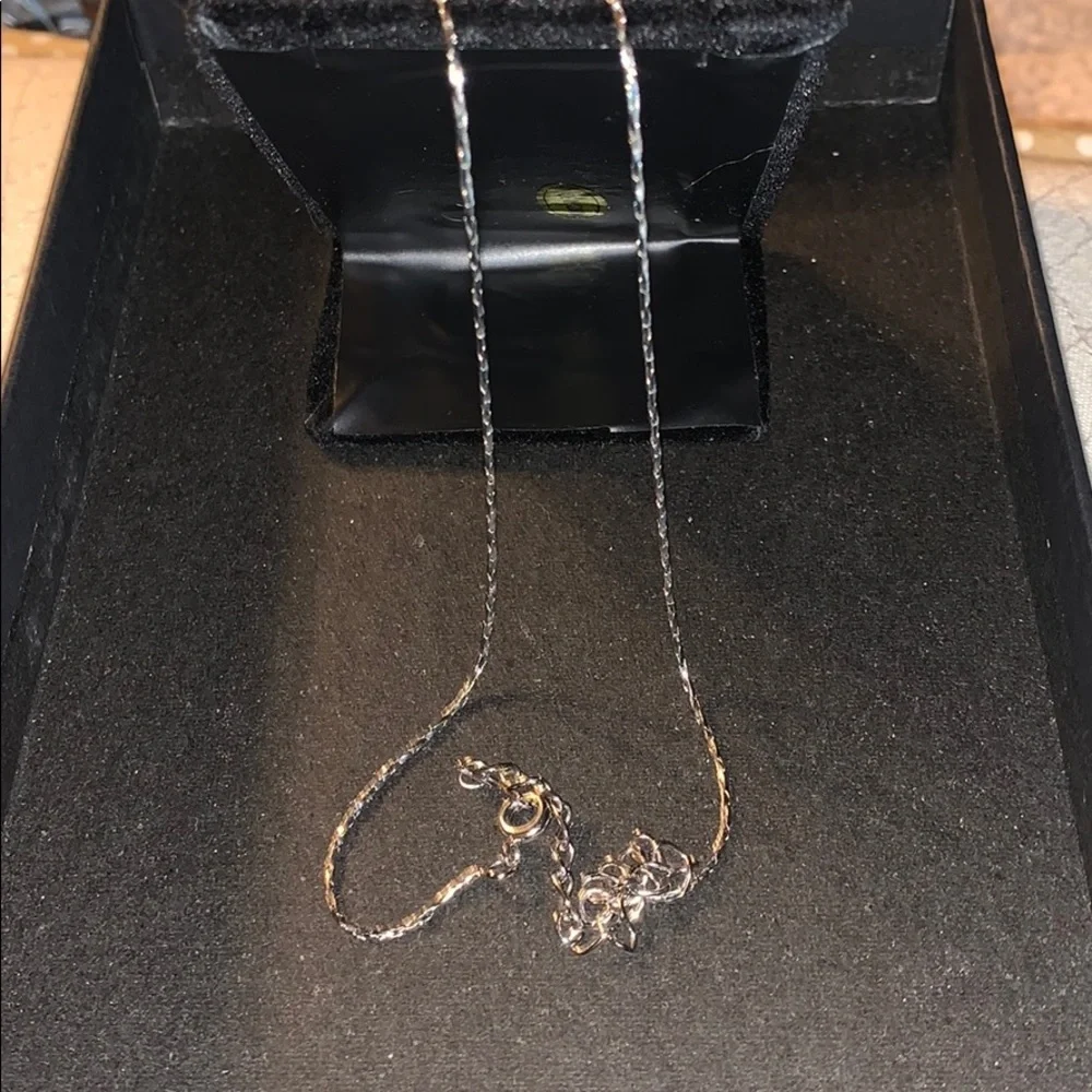 Interlocked Silver Hearts W/ Rhinestones on Chain - Picture 4 of 4